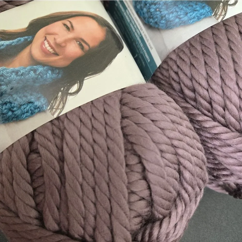 2 NEW BERNAT MEGA BULKY YARN PURPLE LARGER 10.5 OZ SKEINS